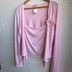 Y2k MKM Designs Soft Pink Flower Top XL